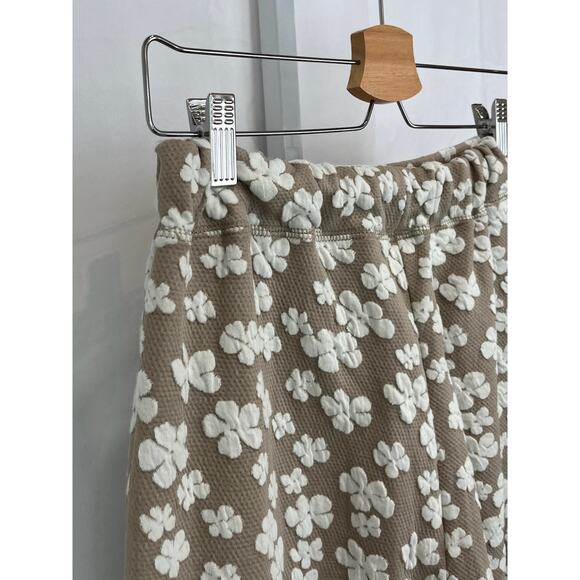 NIKO AND... S M One Size Japan Wide Leg Floral Pants Pull On Elastic Waist Tan - Picture 7 of 9